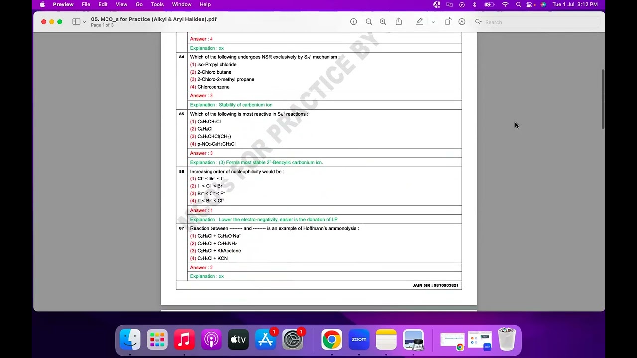 12th-Chemistry/Alkyl & Aryl Halides/MCQ&rsquo;s Sheet-05