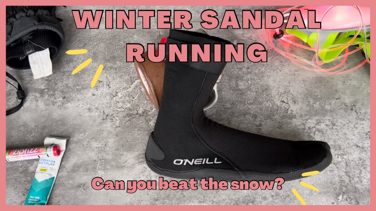 Running in sandals in the snow | winter sandal running | surf bootie running