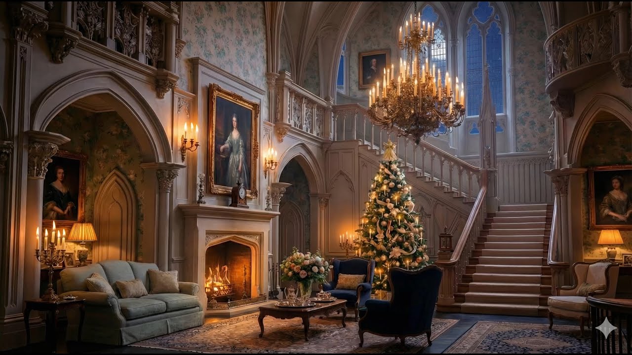 Grand Victorian Christmas Ambience 🎄 Glowing Fireplace & Romantic Music to Unwind