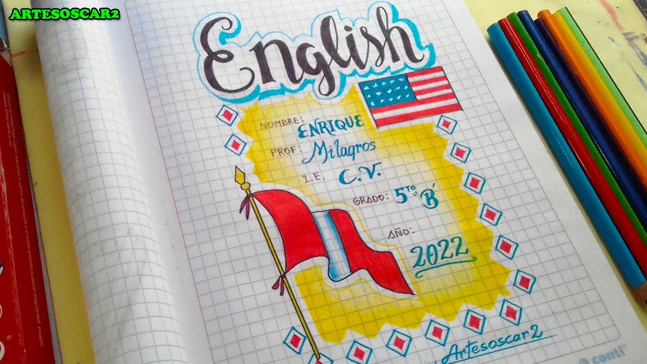 NUEVA! caratula para cuaderno de INGLES -  covers