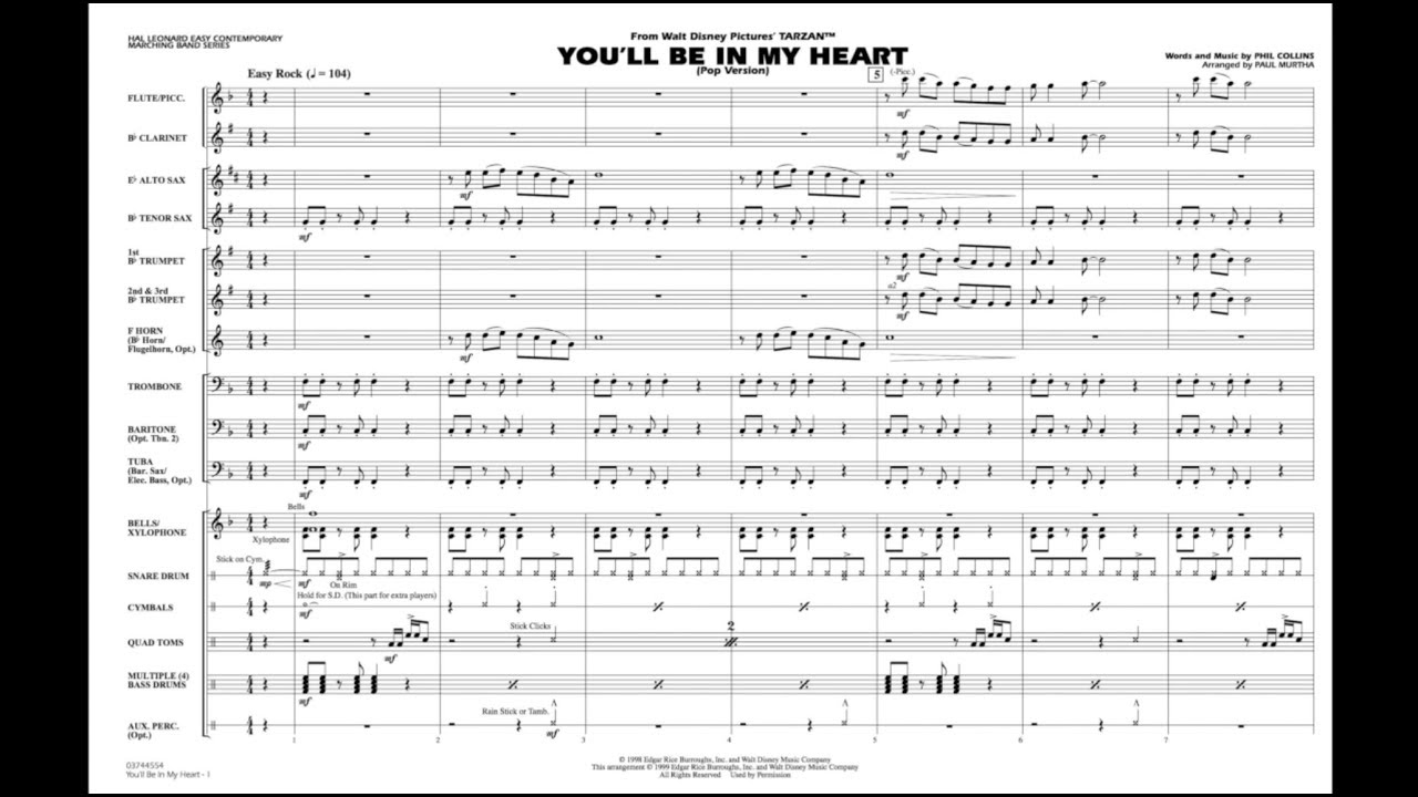 You'll Be In My Heart (from Tarzan) by Phil Collins/arr. Paul Murtha
