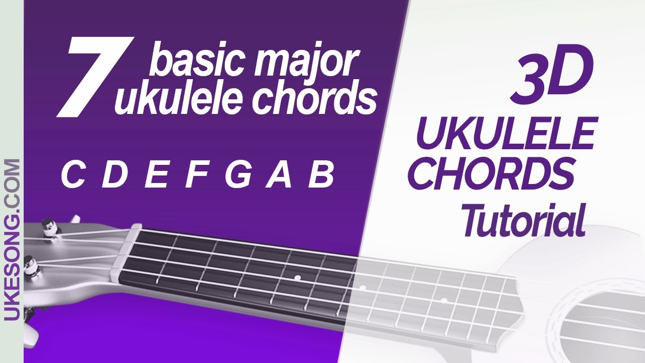 7 basic major ukulele chords  | Learn to play C, D, E, F, G, A, B