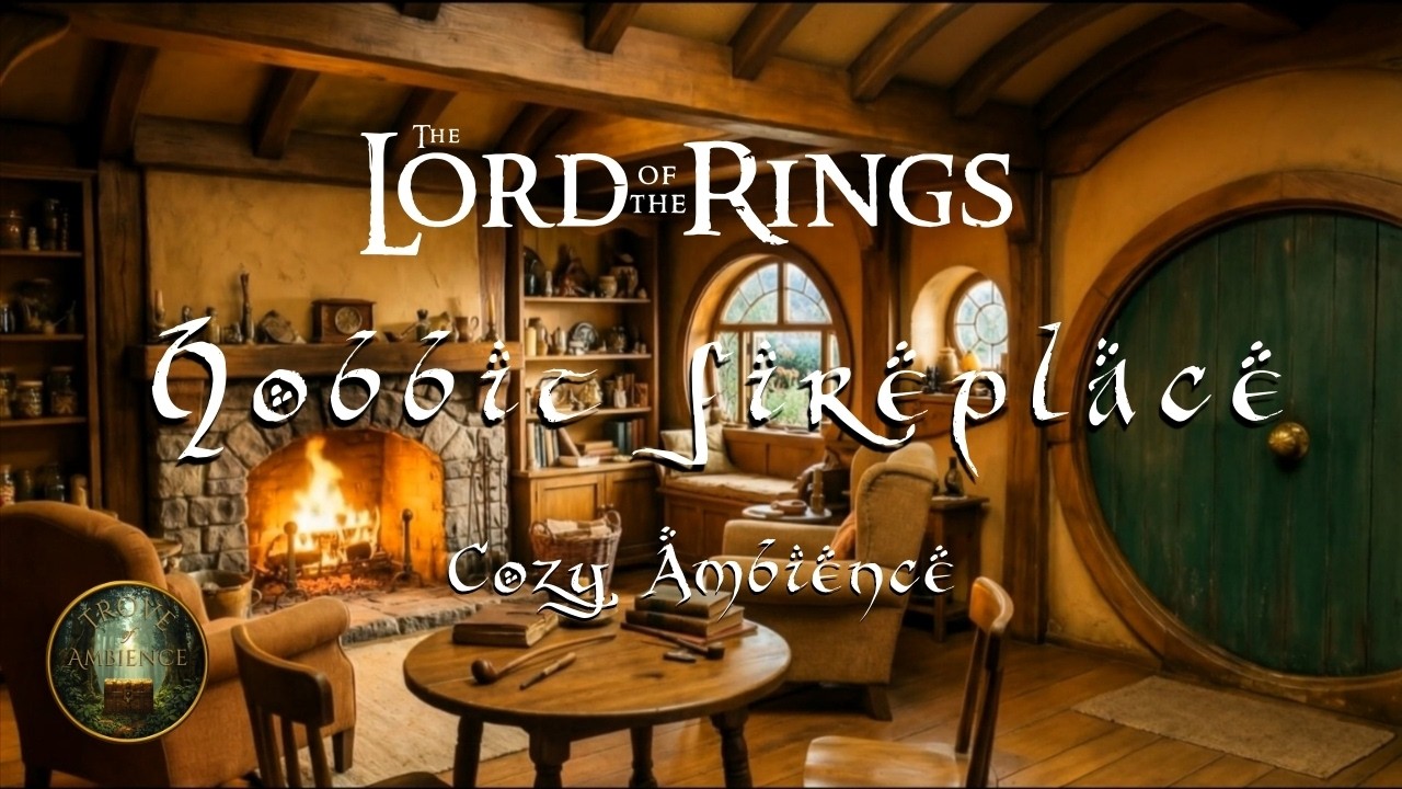 Cozy Hobbit Fireplace | The Shire Music and Ambience