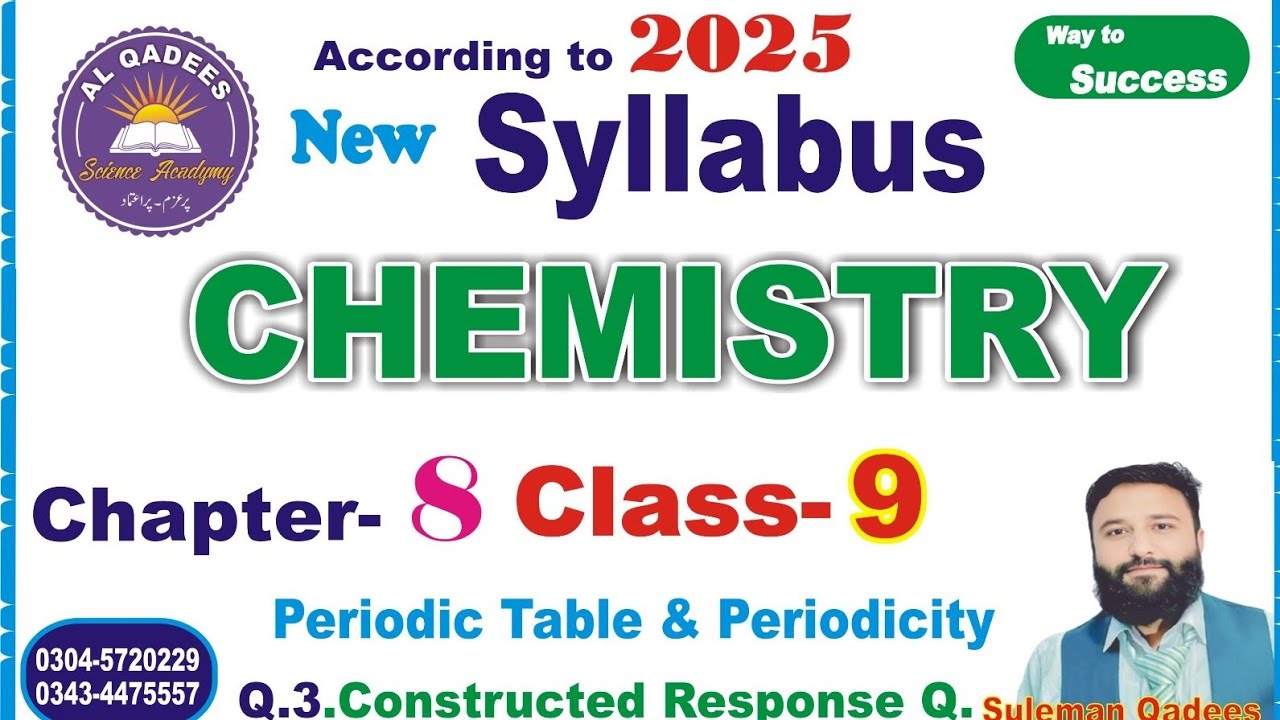 Chemistry 9th Chapter 8|Periodic Table and Periodicity| New Syllabus |Exercise Short Q/A| Q.No.3 PTB