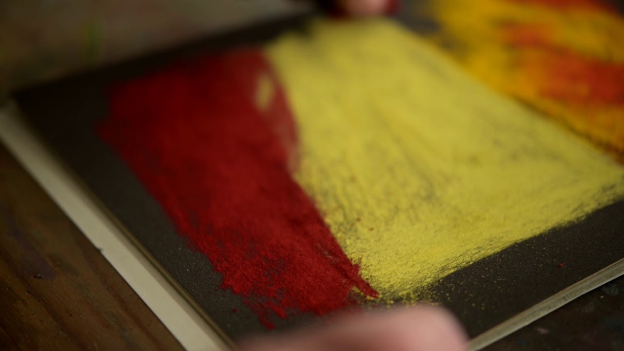 Create a Autumnal Landscape in pastel with only 6 colors