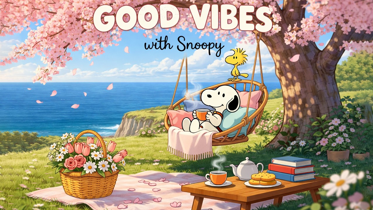 Good Vibes with Snoopy 🌸 Chill Positive Jazz to Slow Down and Feel Better