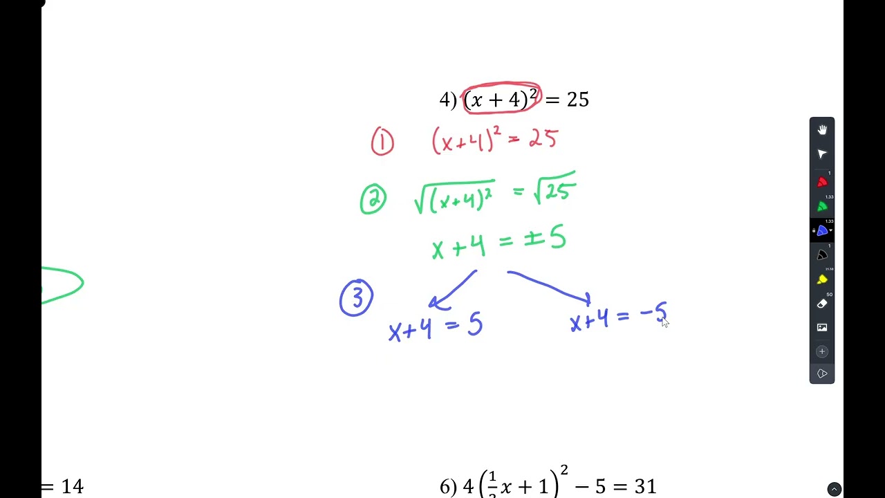 Unit8D3Tech: Solving Quadratics Square Roots
