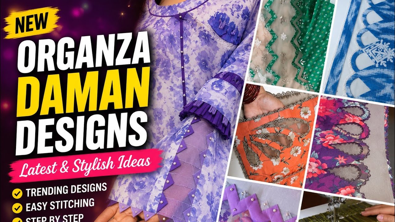 Organza Tissue Daman Designs / Kurti gheera daman designs By @fashionesewingboutique9628 