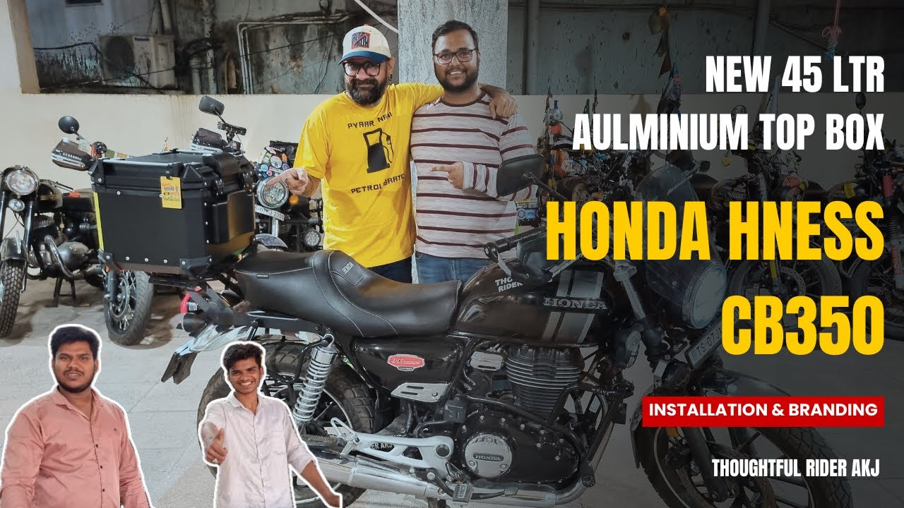 45 LTR aluminium top box for Honda Hness CB350 | Drill kar ke install kar diya | New Branding 😱