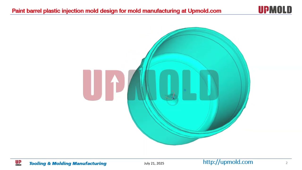 Paint bucket plastic injection mold design for mold manufacturing at Upmold.com
