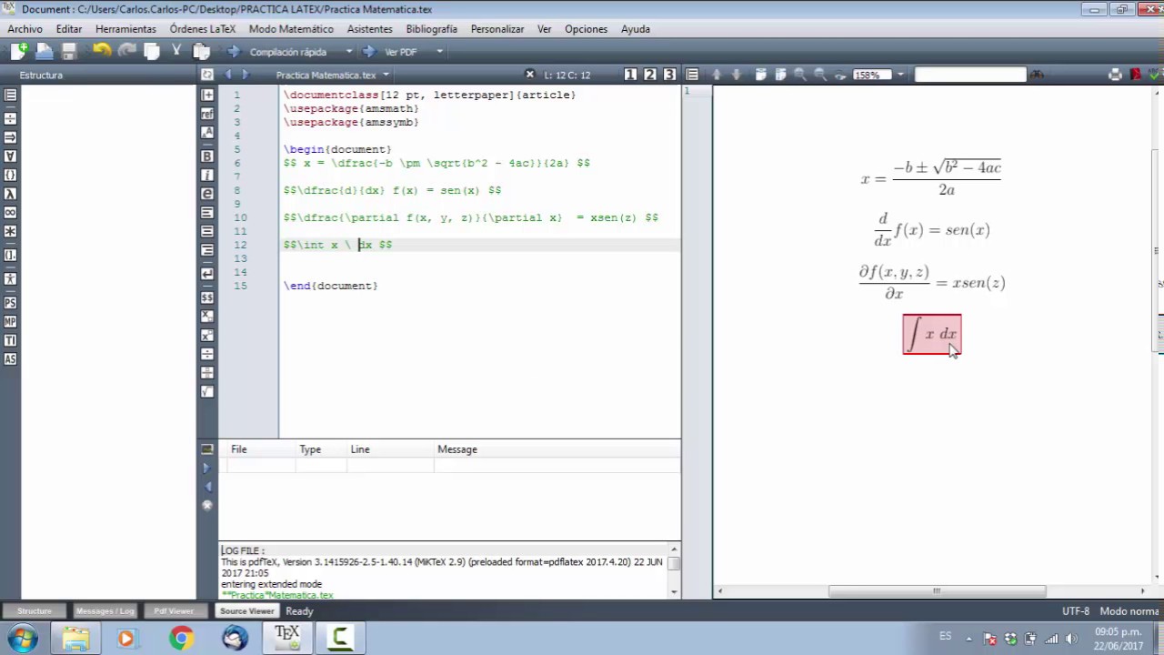 Escribir formulas y expresiones matemáticas en LaTex (Writing formulas and mathematical expressions)