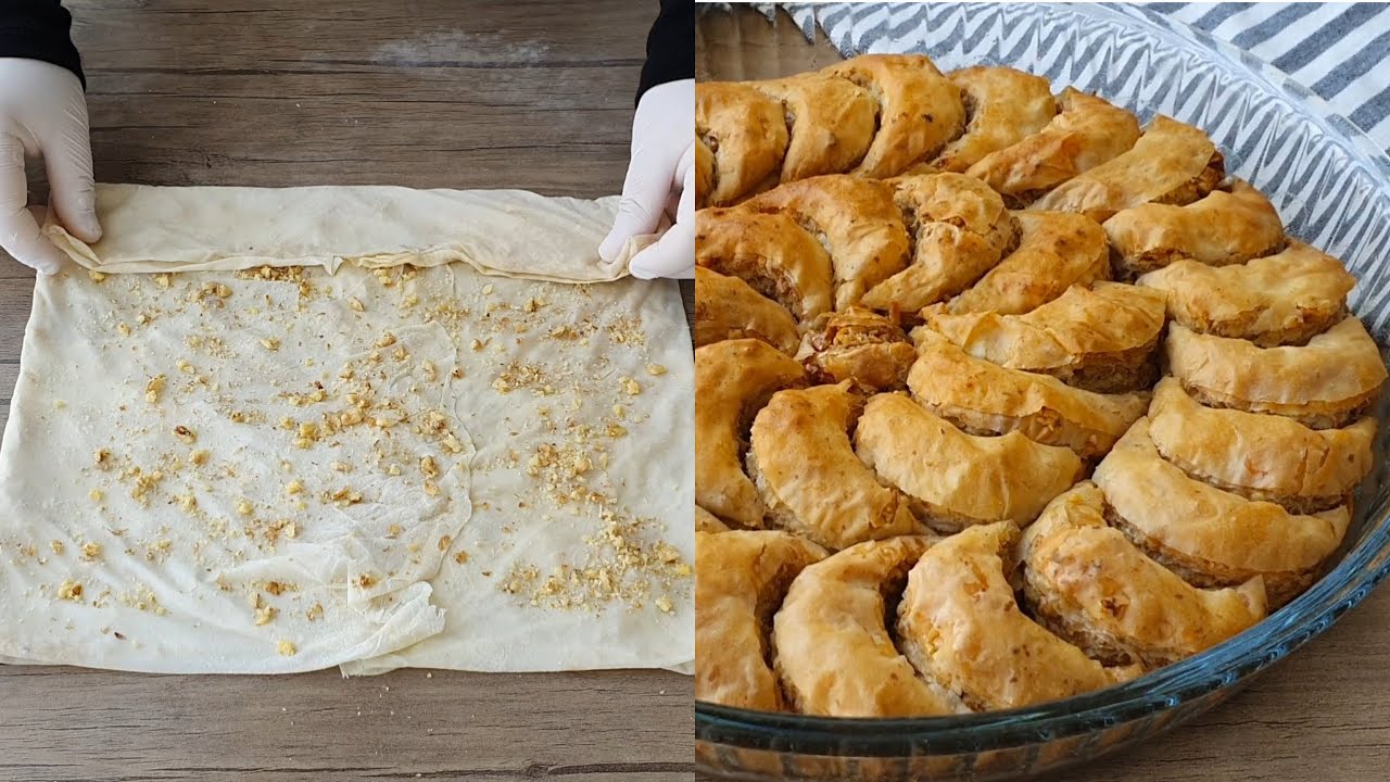 Böyle bayram baklavasını herkes yapar‼️ 4 bezeyle bir tepsi Ay Baklava