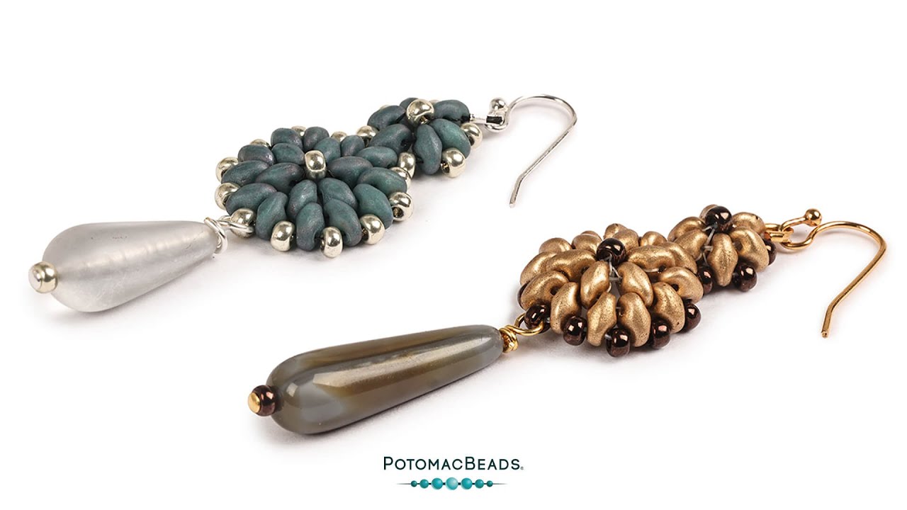 Basket SuperDuo Earrings - DIY Jewelry Making Tutorial by PotomacBeads