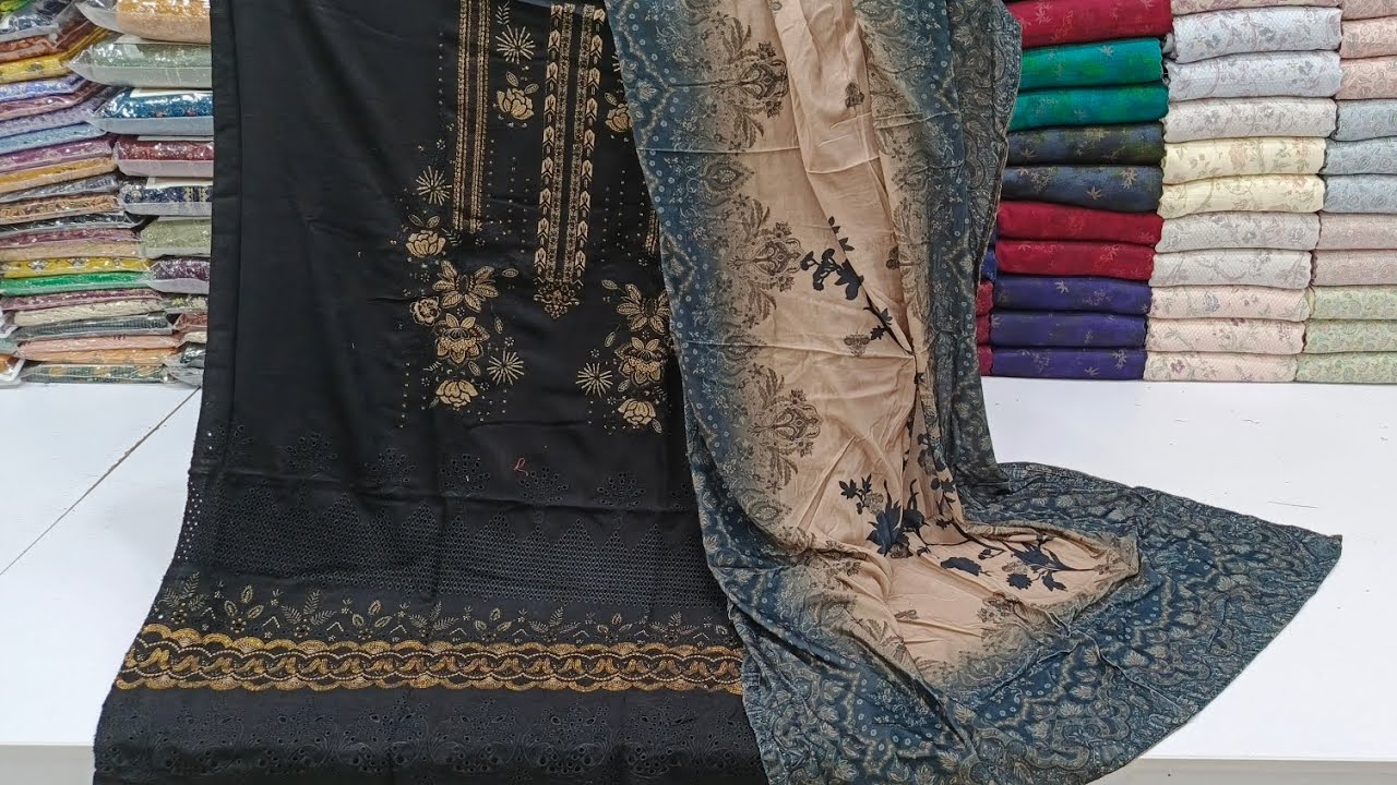 Leather Peach Embroidered Suits | Velvet Digital Print Shwal | Tawakkal | Winter Collection 2024