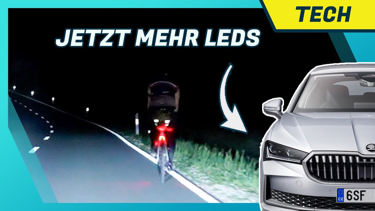 Matrix LED Scheinwerfer im Skoda Superb (2024) im Test: Nachtfahrt | Fahrradfahrer | vs. Octavia