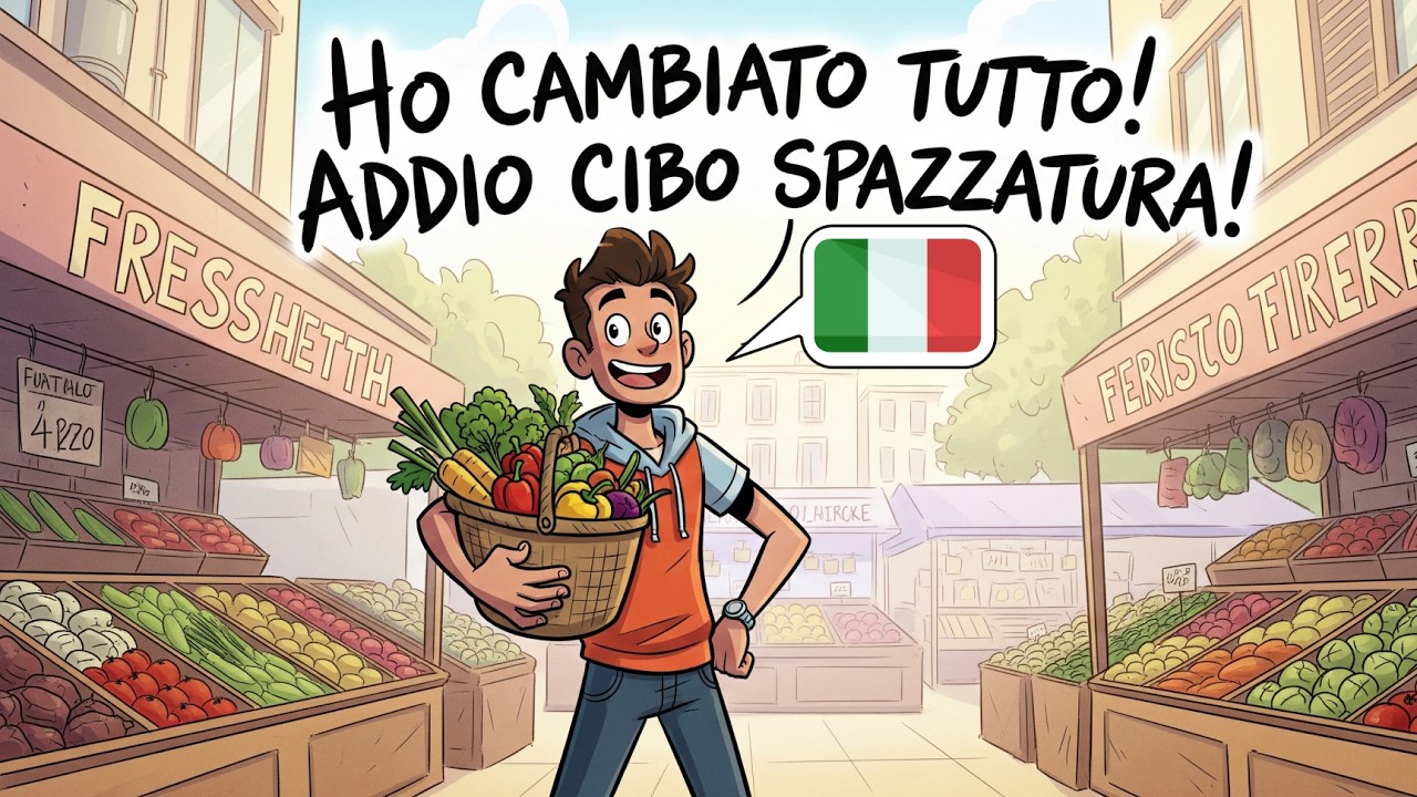 Learn Italian Naturally with easy Dialogues -Cibo fresco e salutare: Dialoghi sulla spesa in Italia!