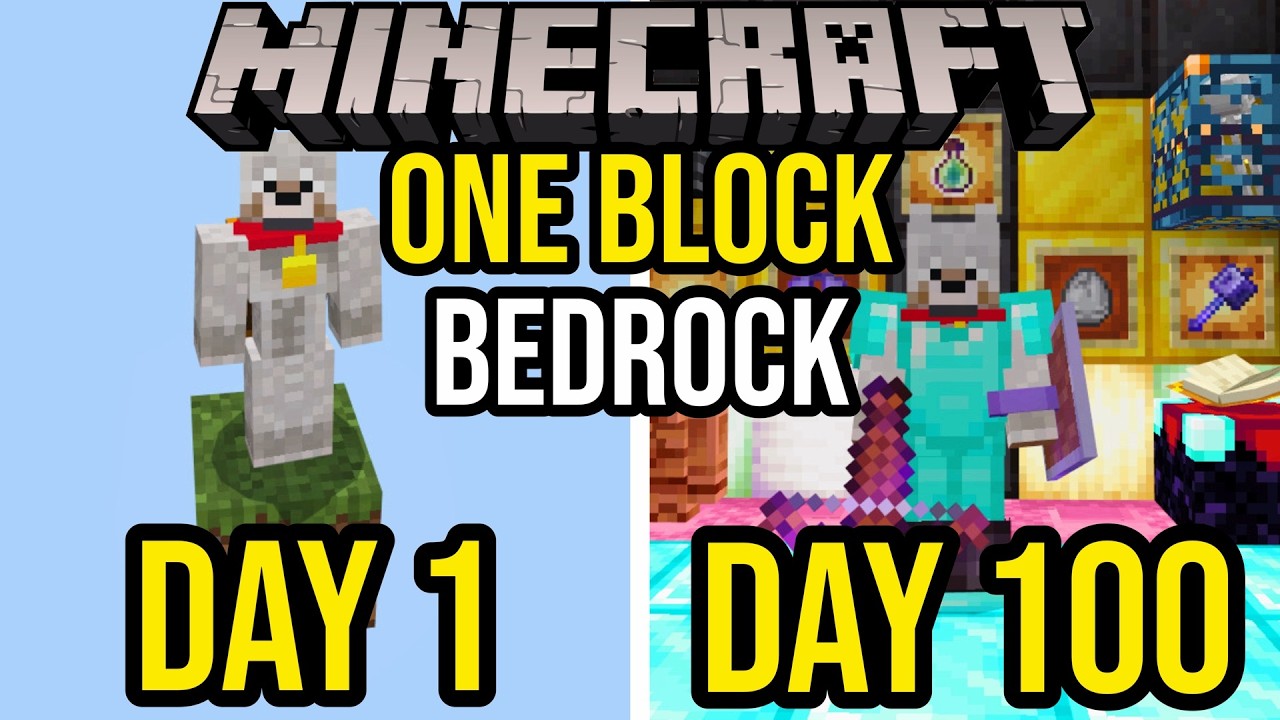 I Survived 100 Days In Bedrock ONE BLOCK! - Minecraft Survival Challenge!