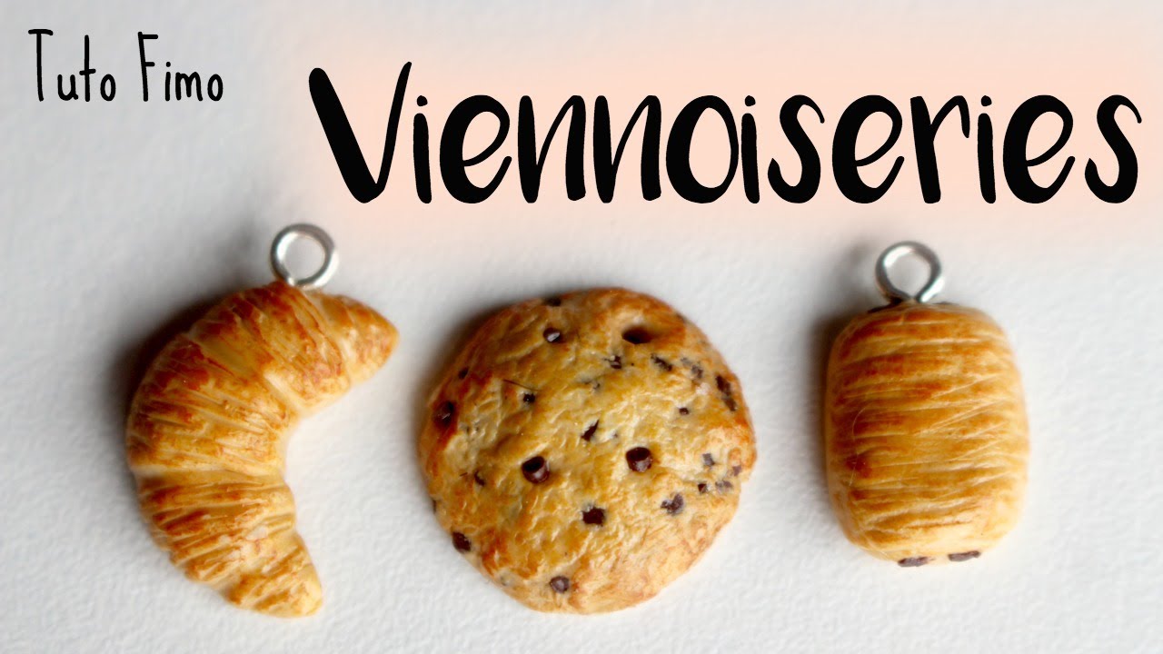 •⎜ TUTO FIMO⎜3 viennoiseries (croissant / chocolatine / cookie) • Pastries Polymer Clay tutorial