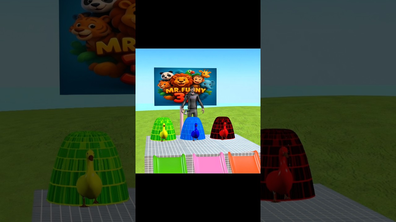 Long Slide Game With Colorful Duck & Mr. Beast & Cow & Tiger 3d Animal Game FunAnimals 