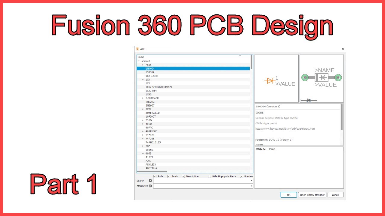 Intro to PCB Libraries in Fusion 360: Episode 1 #Fusion360 #Fusion360PCB #Maker | Tutorial