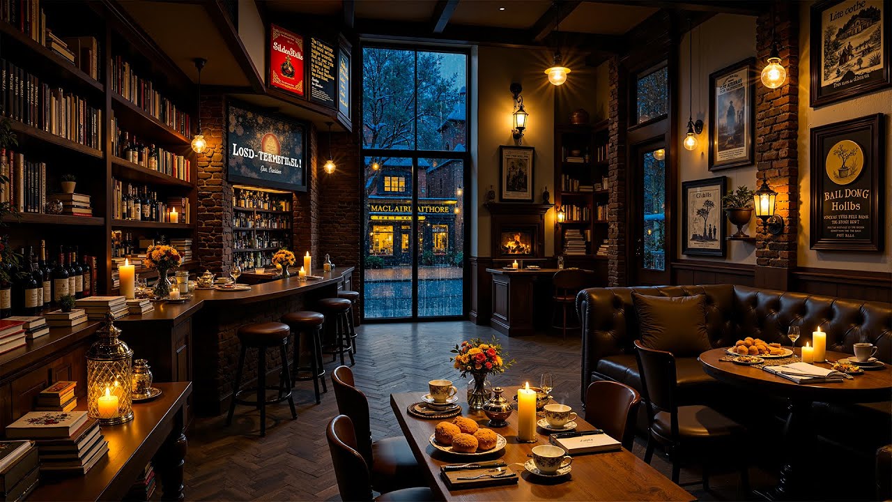 Relaxing Jazz Instrumental Music & Soft Rain ☕ Cozy Coffee Shop Ambience with Elegant Jazz to Focus