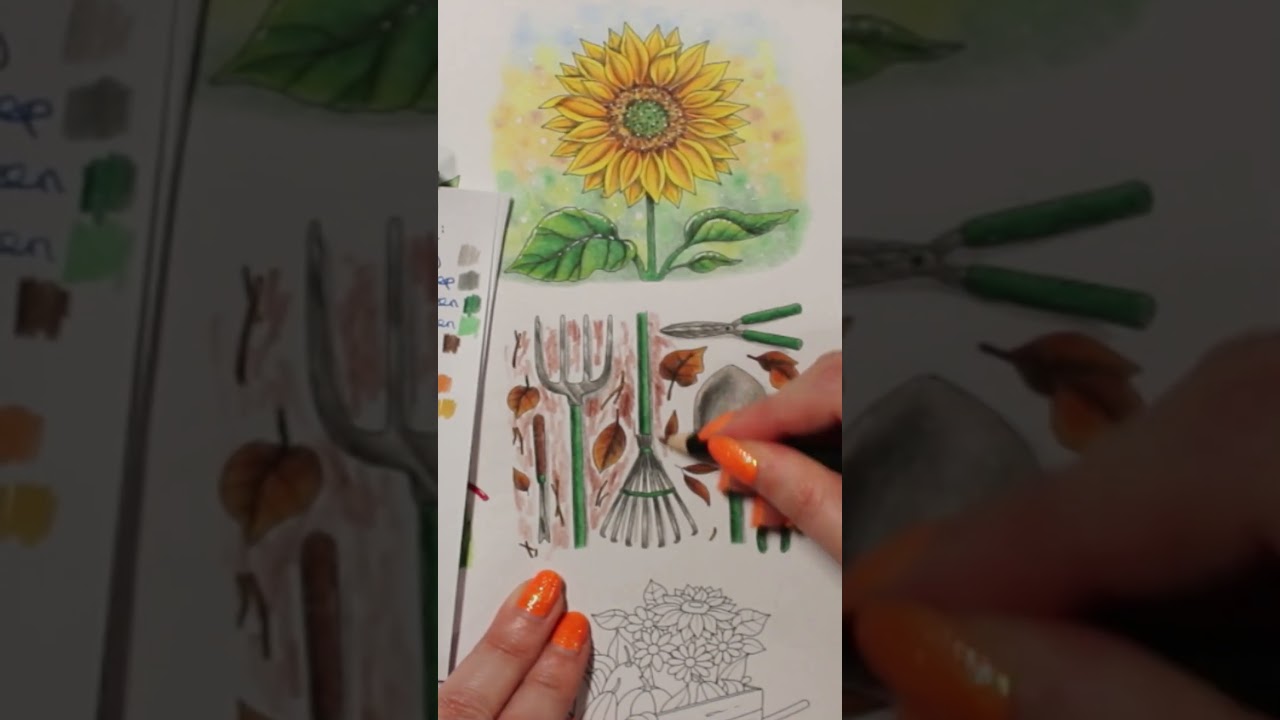 colour-along part 4 colouring the garden tools in Colouring Heaven Tiny Year on my channel now!