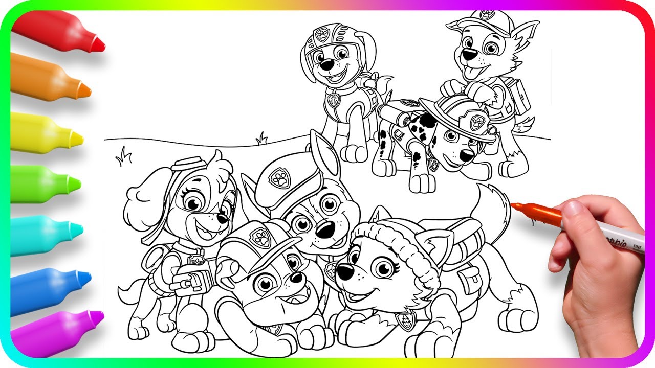 Coloring Pages PAW PATROL | Easy Drawing Tutorial Art | How to draw Paw Patrol