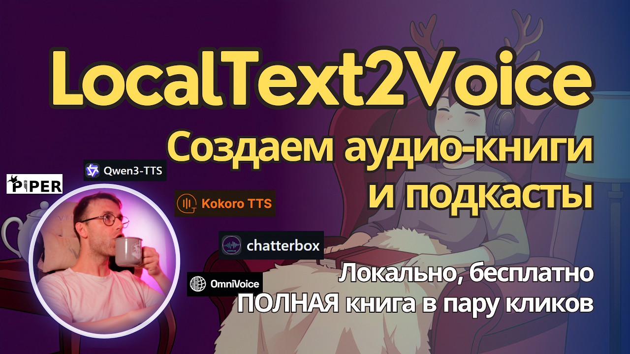 LocalText2Voice - обзор бесплатной программы для создания аудио-книг с помощью ИИ. Локально