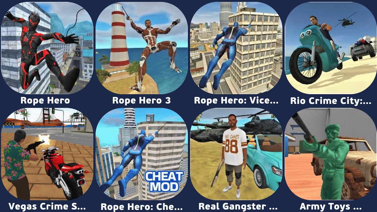 Rope Hero Cheatground MOD,Rope Hero Vice Town,Rope Hero 3,Rope Hero,Naxeex Superhero,Army Toys Town