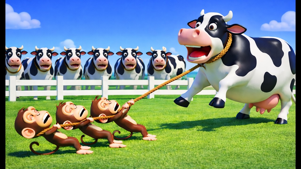 farm animals for toddlers | Monkeys have stolen cows, horses, and ducks from Old McDonald's farm.