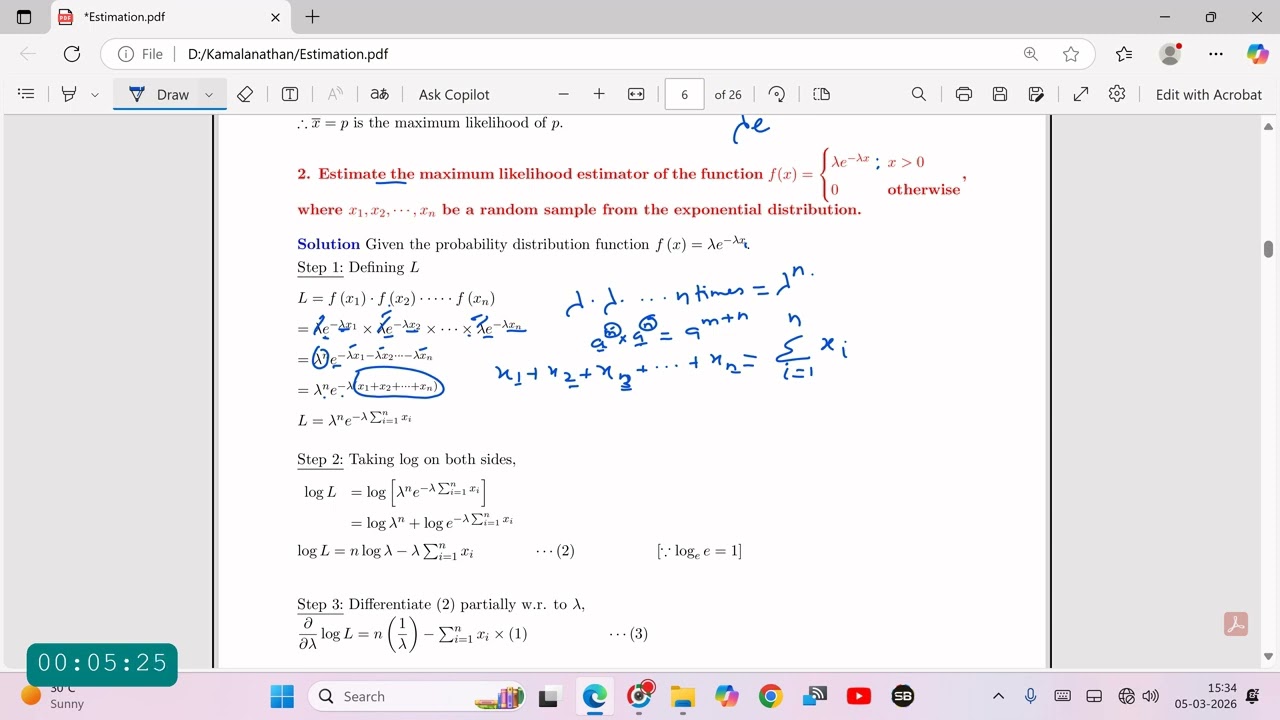 MLE of Exponential Distribution  Mr S Kamalanathan