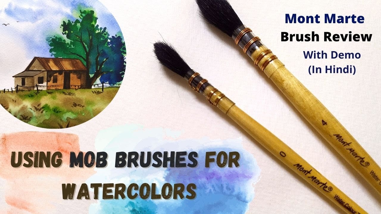 Using Mob Brushes for Watercolour | Mont Marte Brush Review | In Hindi |