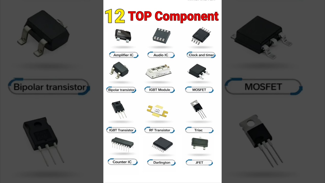 Top 12 Electronic Components Explained | MOSFET, IGBT, IC, Transistor & More |#shorts