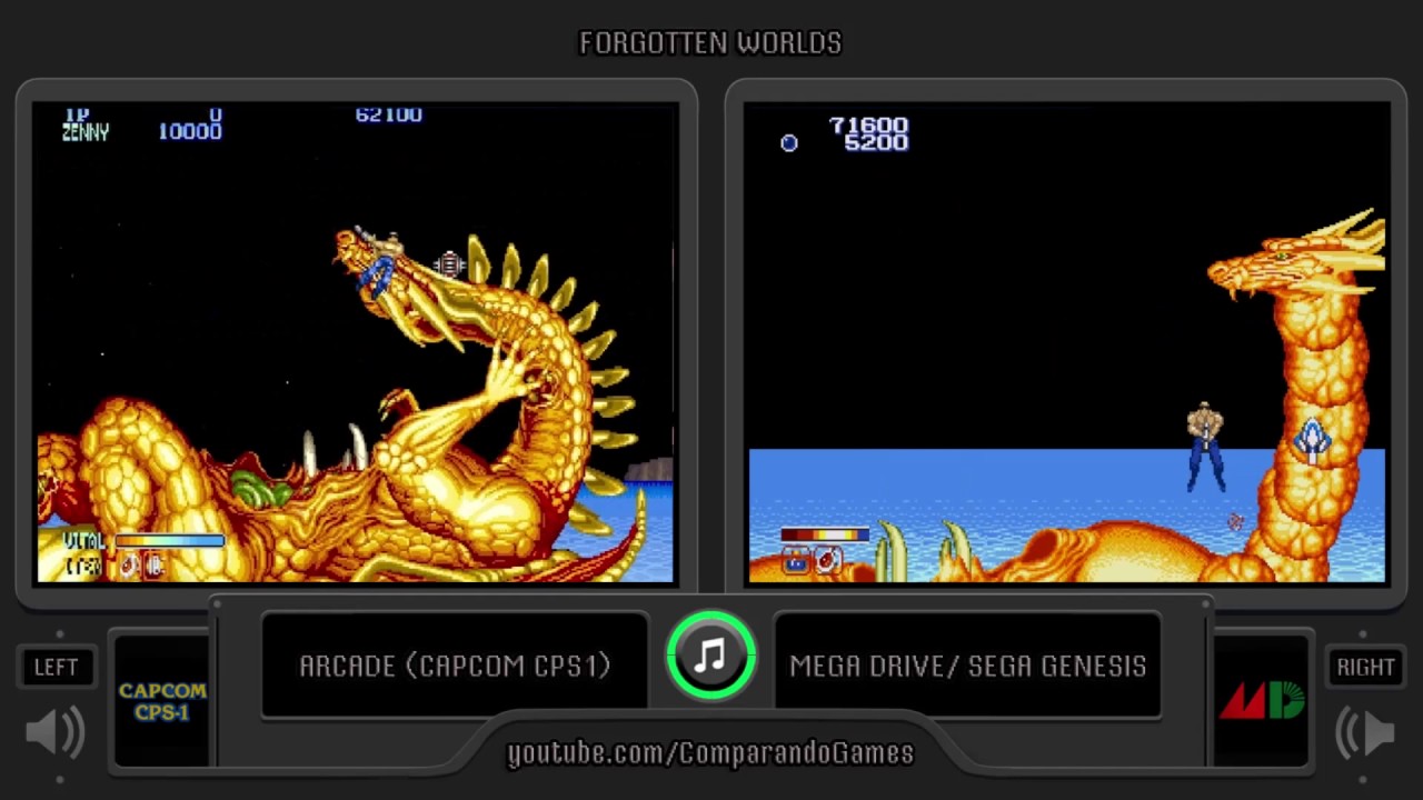 Forgotten Worlds (Arcade vs Sega Genesis) Side by Side Comparison | Vc Decide
