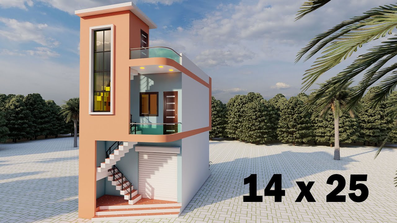 Small shop plan, shop below and house above, 3D14 by 25 shop or house map, shop or house design