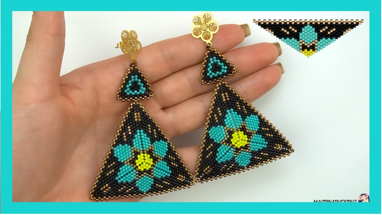 ARETES/ PEYOTE TRIANGULAR /FLOR EN PEYOTE TRIANGULAR.