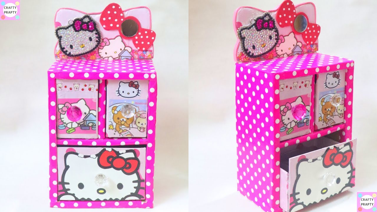 DIY Desk Organizer Cardboard/DIY Organizer/Cajas organizadoras de Hello kitty/Hello kitty organizer