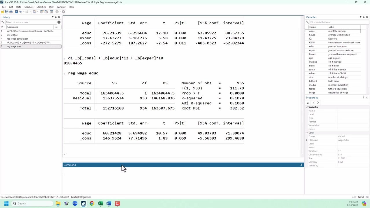 Stata Basics: Multiple Regression & Omitted Variable Bias