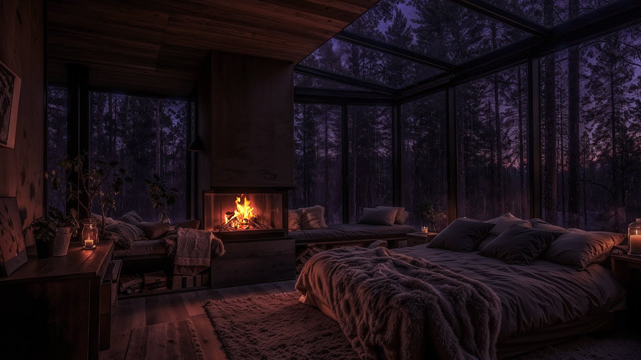 Cabaña del Bosque Bajo la Lluvia Nocturna | Sonidos Naturales para Dormir Mejor