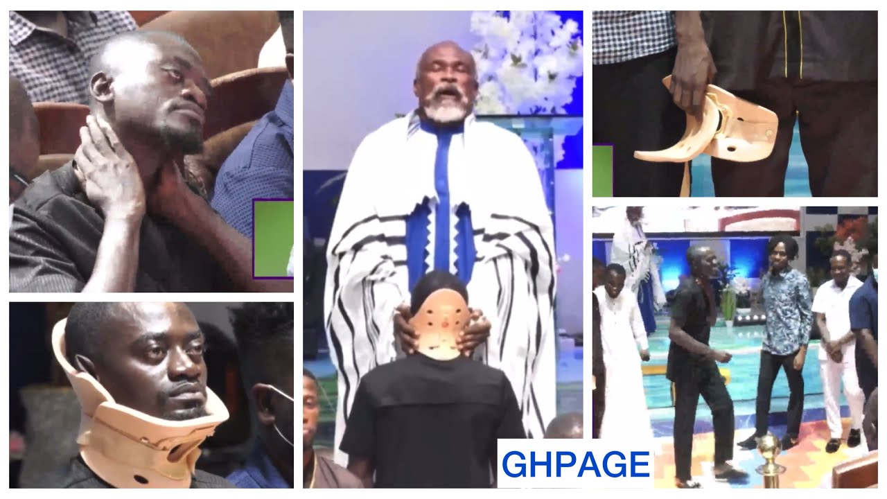 Miracle🔥Stephen Adom Kyei heals Lilwin’s Neck on Live Tv; makes him remove his cervical collar🔥Freee