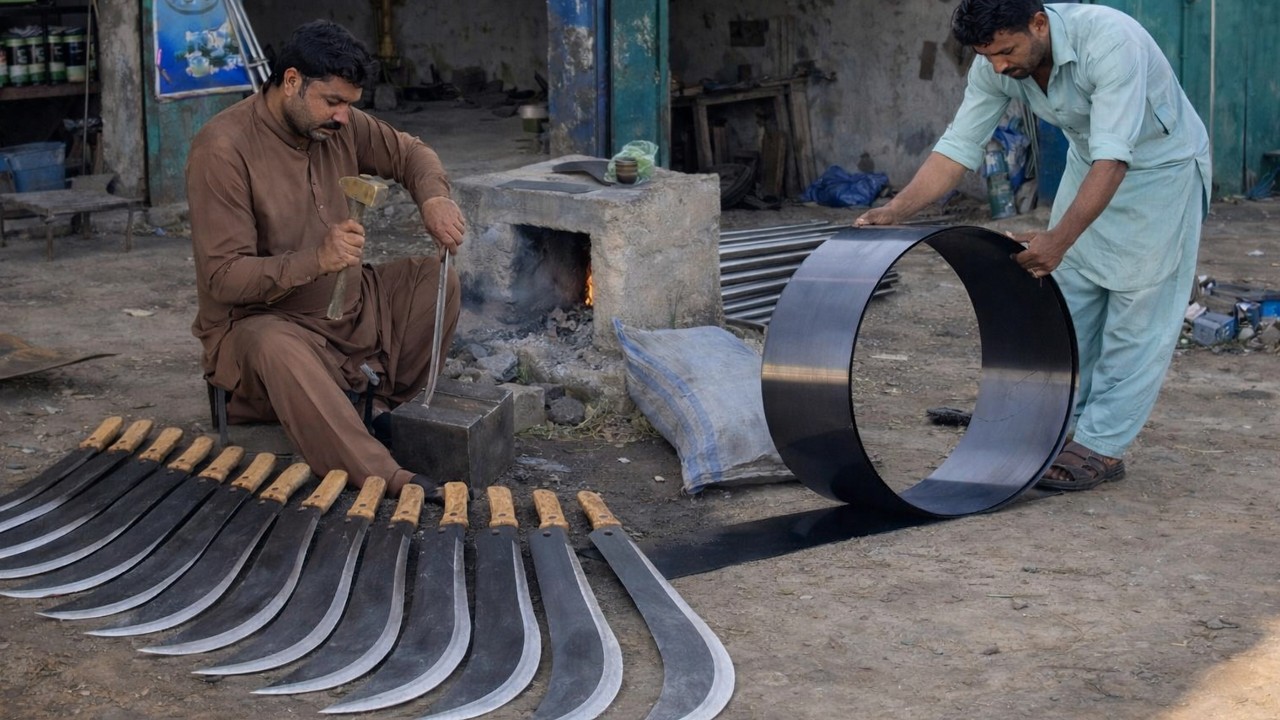 Amazing Process of Making Scythe Blades in Traditional Factory | Satisfying Manufacturing Process