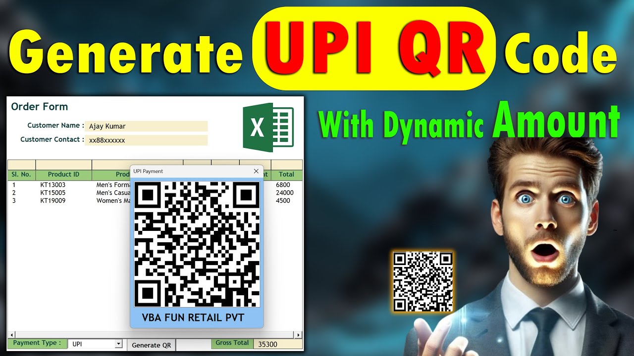 Excel Vba : Create UPI QR Code with Dynamic Amount Capture in Excel VBA | Step-by-Step Tutorial