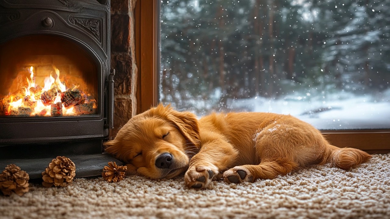 24/7 Deep Sleep Music for Dogs 🐶 Anti-Separation Anxiety & Calming Healing Sounds 💖 Fireplace Sound