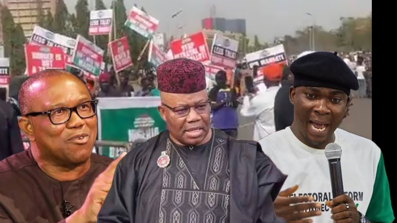 Vid)Breaking; PeterObi, Nigerians Block National Assembly. Senators Expose What Godswill Akpabio Did
