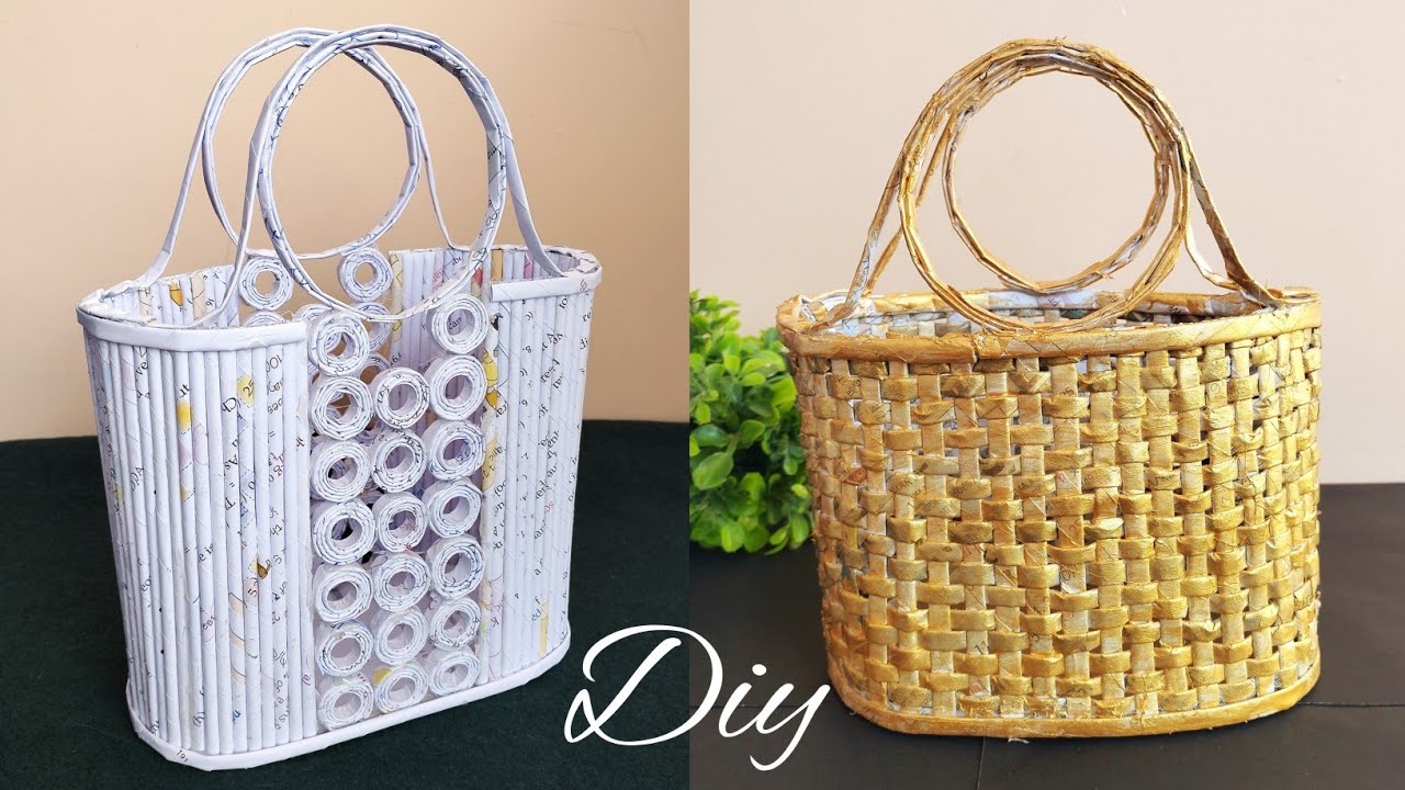 Top 2 Weaving basket making idea | DIY Newspaper Basket | Beautiful Ladies Handbag