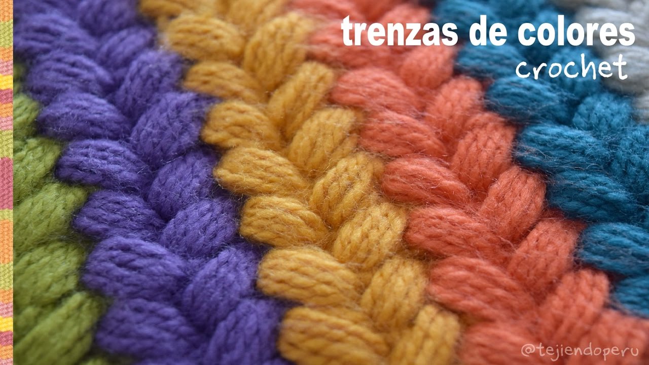 Trenzas puff de colores tejidas a crochet / Tejiendo Perú