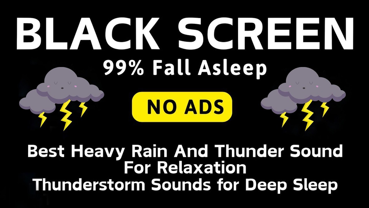 🔴 Heavy Rain and Thunder Sounds for Sleeping 💤 Black Screen | Pure Relaxation Sounds
