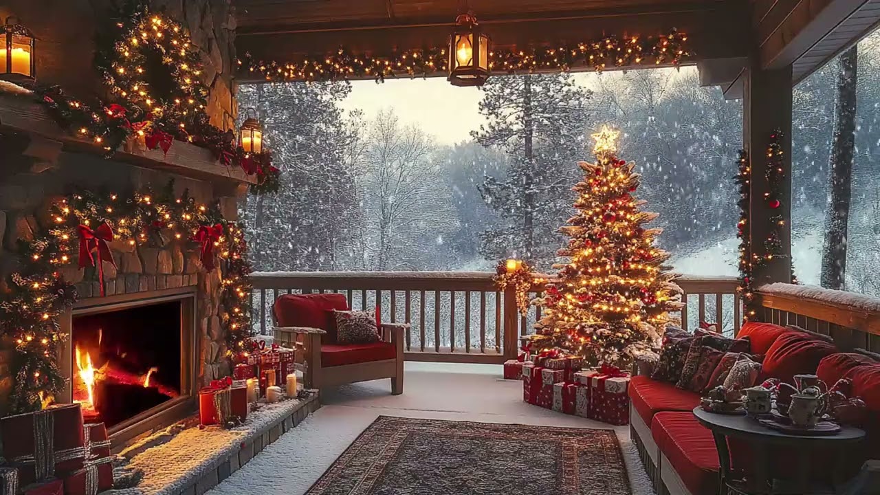 Cozy Winter Wonderland ❄️ Relax with Gentle Snowfall and Crackling Fireplace Sounds for Deep Sleep