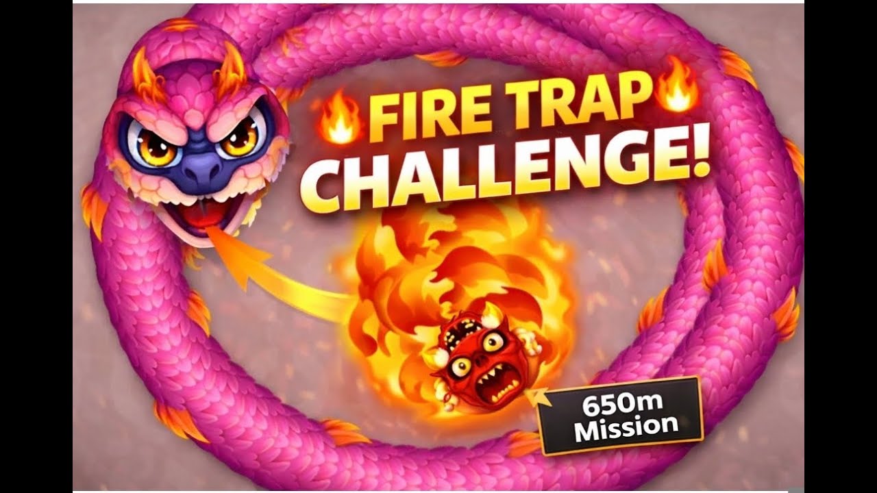 Pink Snake Fire Trap 🔥 | 650 Meters Challenge | Snake.io Gameplay | WORMS ZONE IO
