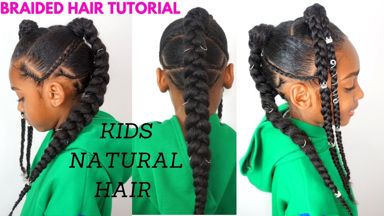 KIDS NATURAL HAIR TUTORIAL / QUICK BRAIDED HAIRSTYLE FOR GIRLS